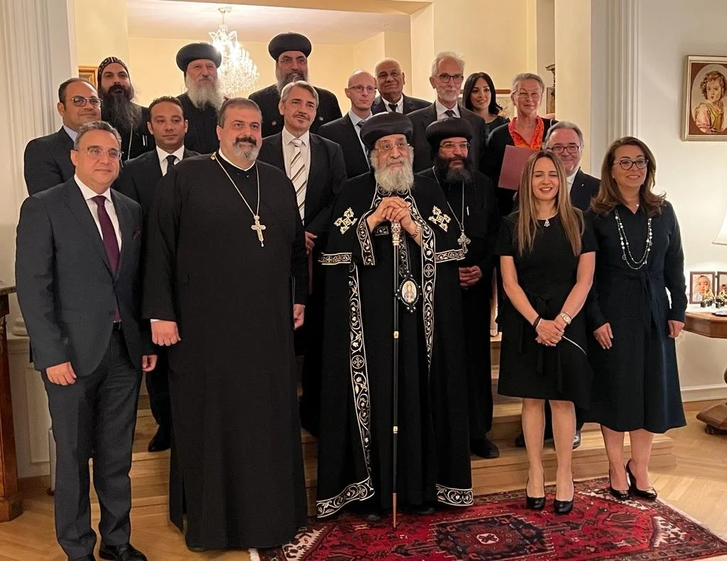  قداسة البابا تواضروس الثانى يحضر حفل عشاء علي شرف استقبال قداسته فى السفارة المصرية بفيينا