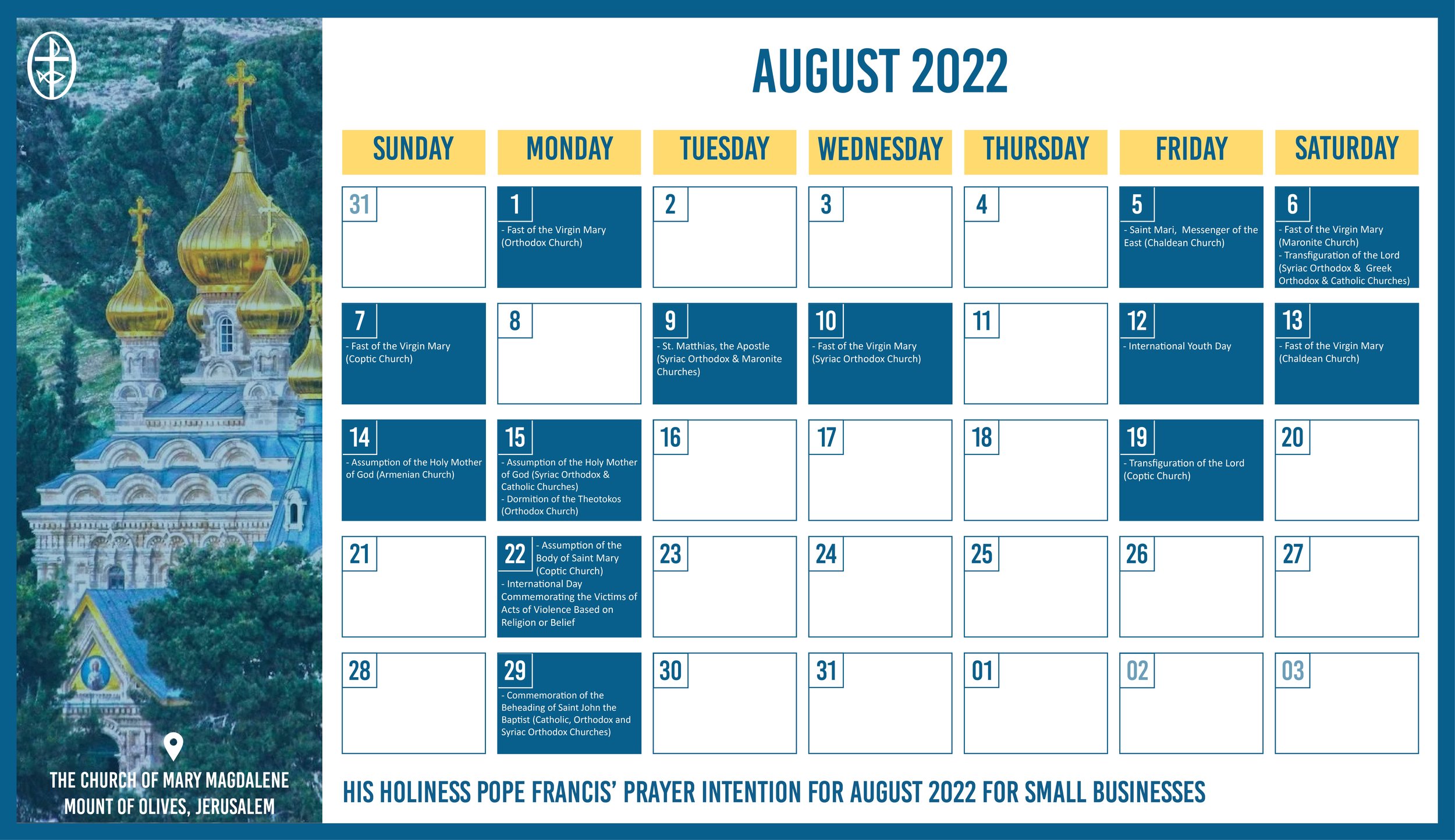 The Middle East Council of Churches Issues the Ecumenical Calendar for August 2022