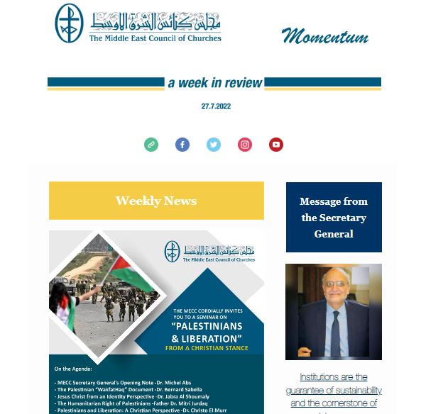 Momentum, the Weekly Newsletter from the Middle East Council of Churches