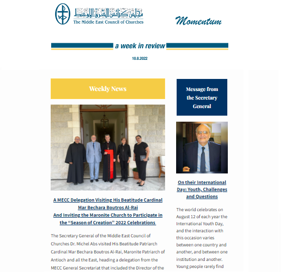 Momentum, the Weekly Newsletter from the Middle East Council of Churches