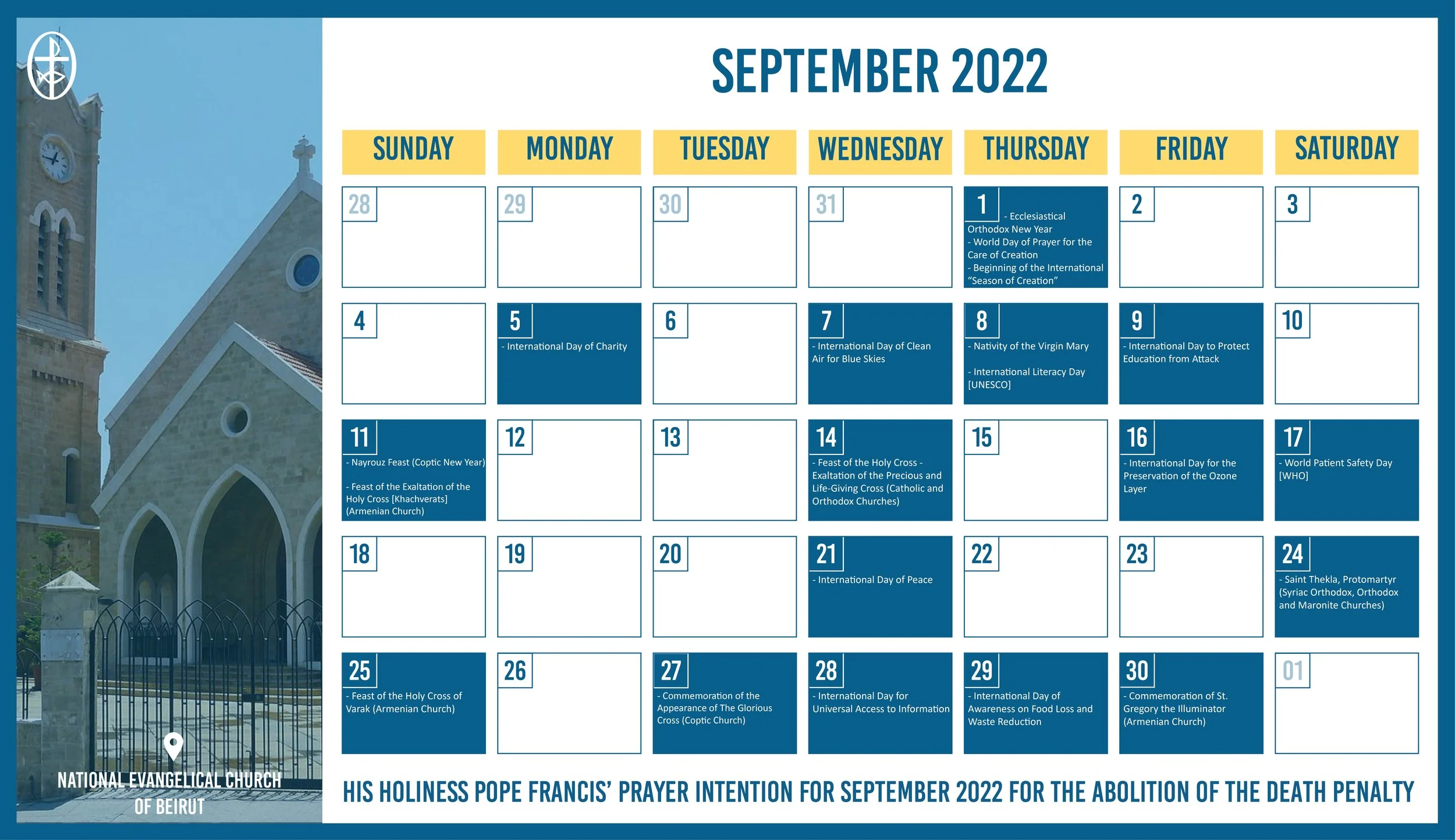 The Middle East Council of Churches Issues the Ecumenical Calendar for September 2022