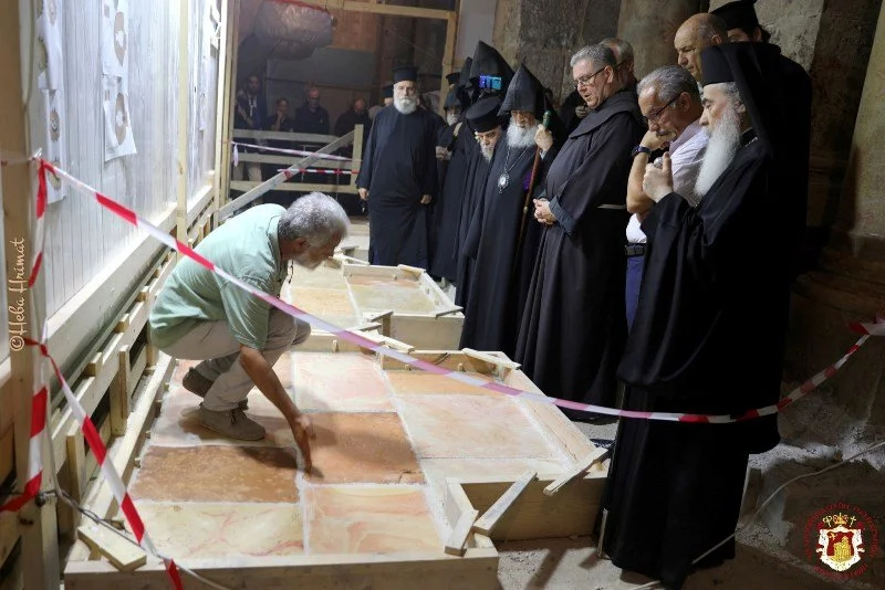 His Beatitude Patriarch Kyrios Kyrios Theophilos III Pays An Inspection Visit to the Restoration Works of the Church of the Holy Sepulcher