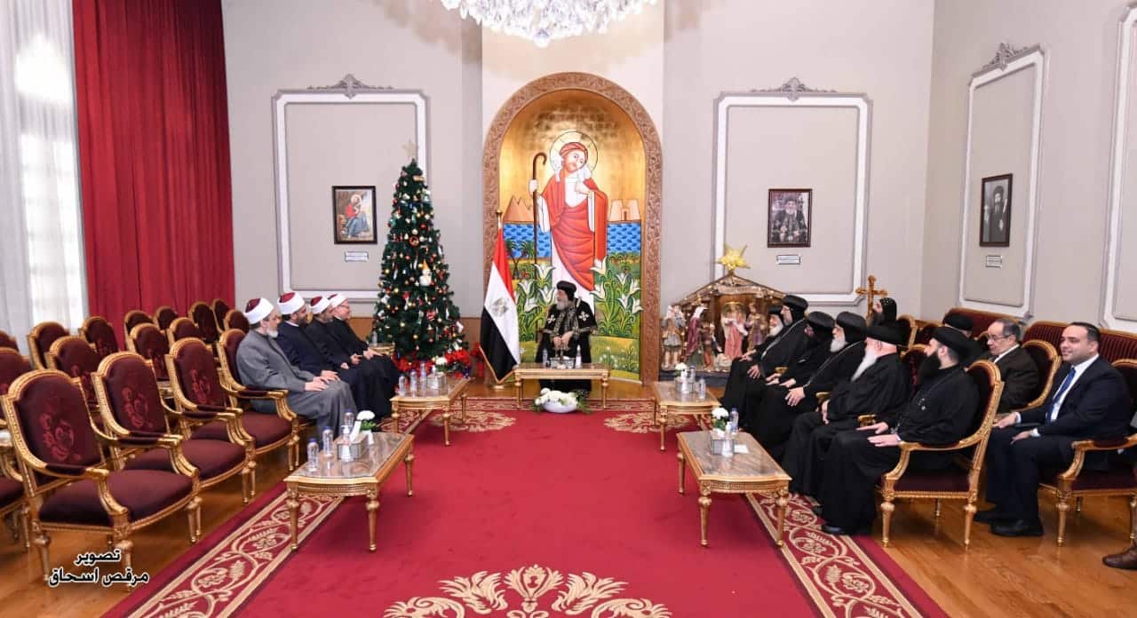 His Holiness Pope Tawadros II Receives Dr. Shawki Allam, Mufti of Egypt, to Congratulate on Christmas