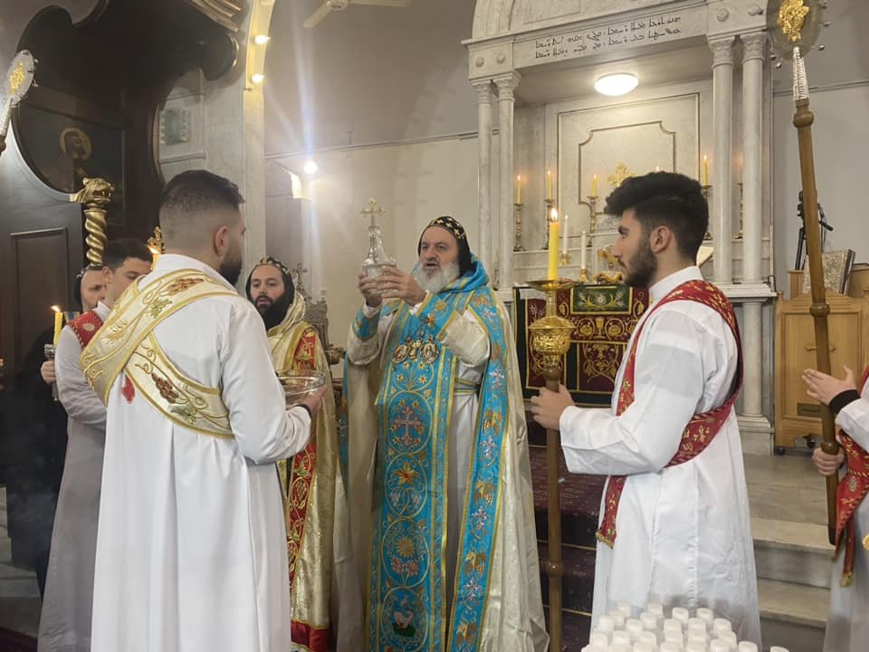 His Holiness Patriarch Mor Ignatius Aphrem II Celebrates the the Holy Qurobo on the Occasion of Denho or Epiphany at St. Georges Patriarchal Cathedral in Bab Touma