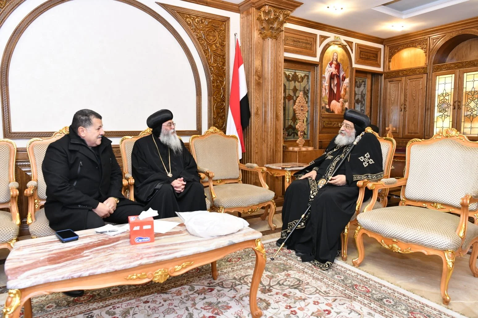 His Holiness Pope Tawadros II Receives His Eminence Metropolitan Antonious, Coptic Orthodox Metropolitan of Jerusalem