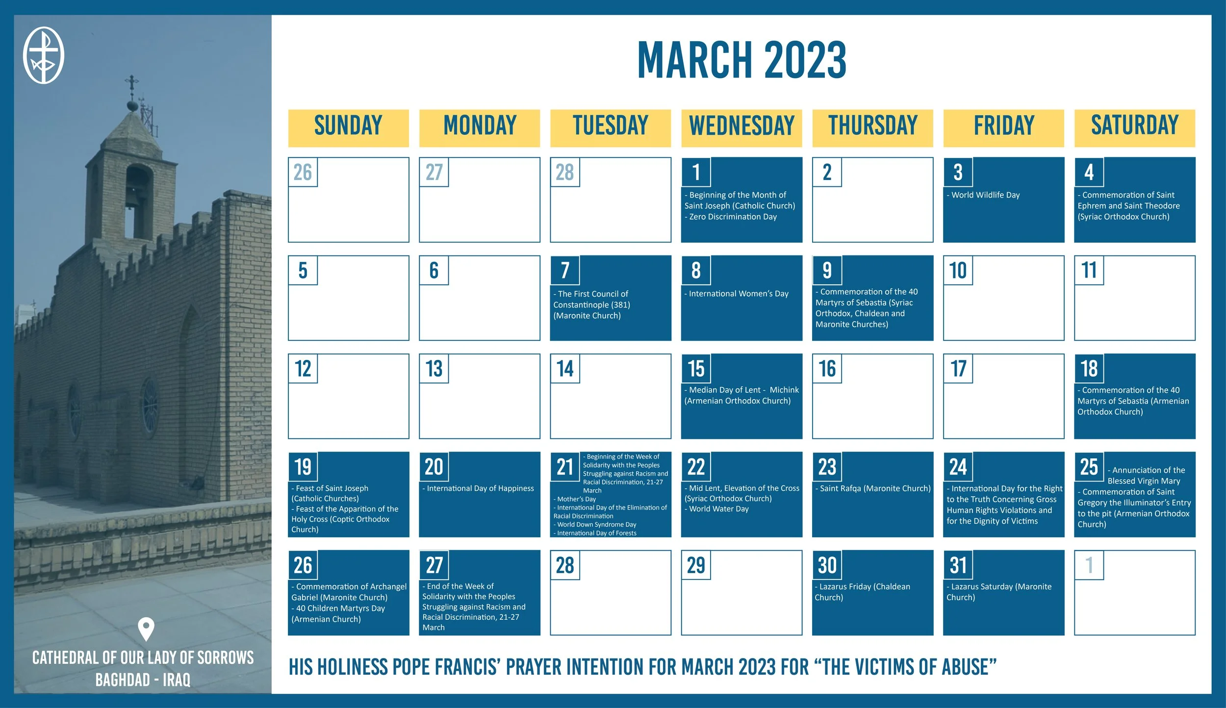 The Middle East Council of Churches Issues the Ecumenical Calendar for March 2023 