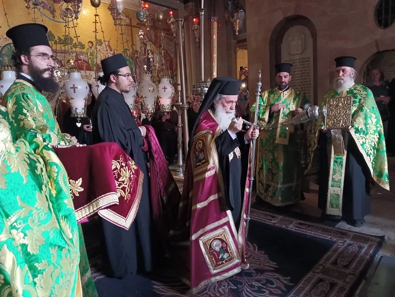 His Beatitude Patriarch Theophilos III Presides Over the Palm Sunday Mass at the Church of the Holy Sepulchre