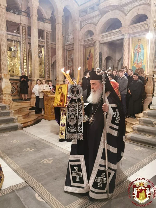 His Beatitude Patriarch Theophilos III Presides Over the First Service of the Bridegroom at the Church of the Holy Sepulchre