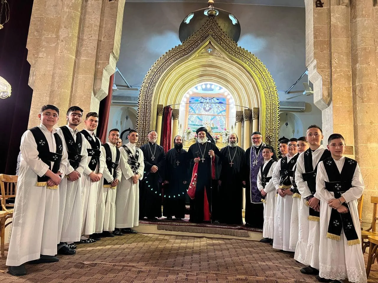 His Holiness Patriarch Mor Ignatius Aphrem II celebrats the service of the washing of the feet at St. George Church in Aleppo