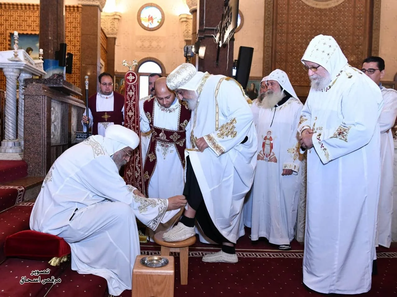 His Holiness Pope Tawadros II Prays the Lakan and Liturgy of the Great Thursday at St. Mina’s Monastery, Mariout, Alexandria