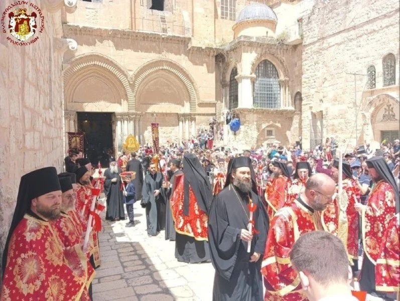His Beatitude Patriarch Theophilos III Celebrates The Service Of The Second Resurrection At The Greek Patriarchate of Jerusalem