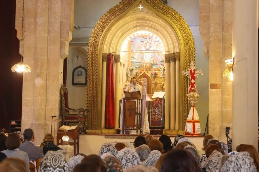 His Holiness Patriarch Mor Ignatius Aphrem II Celebrates the Holy Qurobo of Monday of the resurrection at St. George Church in Hay El-Seryan in Aleppo
