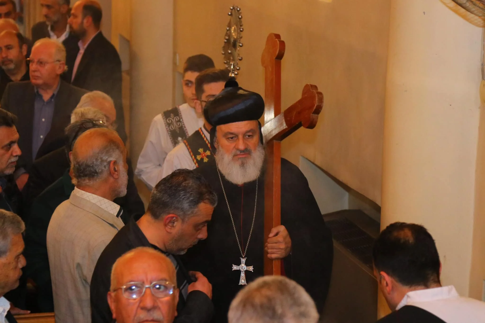 His Holiness Patriarch Mor Ignatius Aphrem II celebrates the services of the worship and burial of the Cross at St. George Church in Hay El-Seryan in Aleppo
