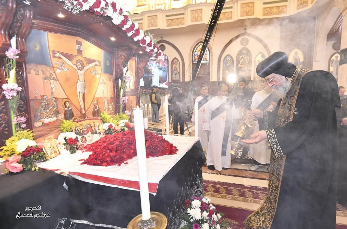 His Holiness Pope Tawadros II Prays the Great Friday at St. Mark’s Cathedral, Abbasia, Cairo
