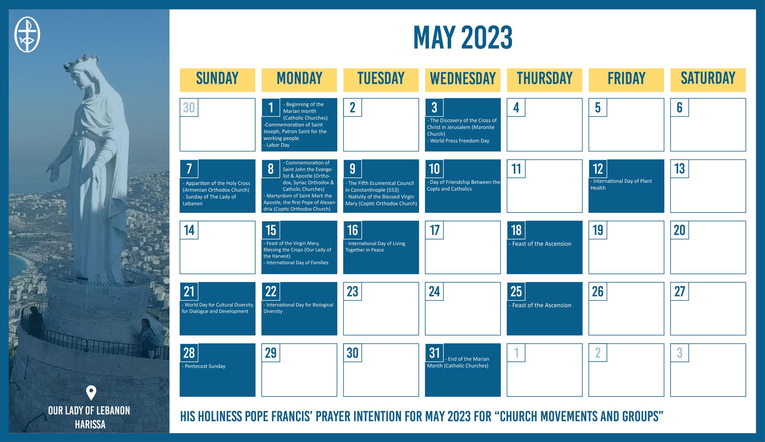 The Middle East Council of Churches Issues the Ecumenical Calendar for May 2023
