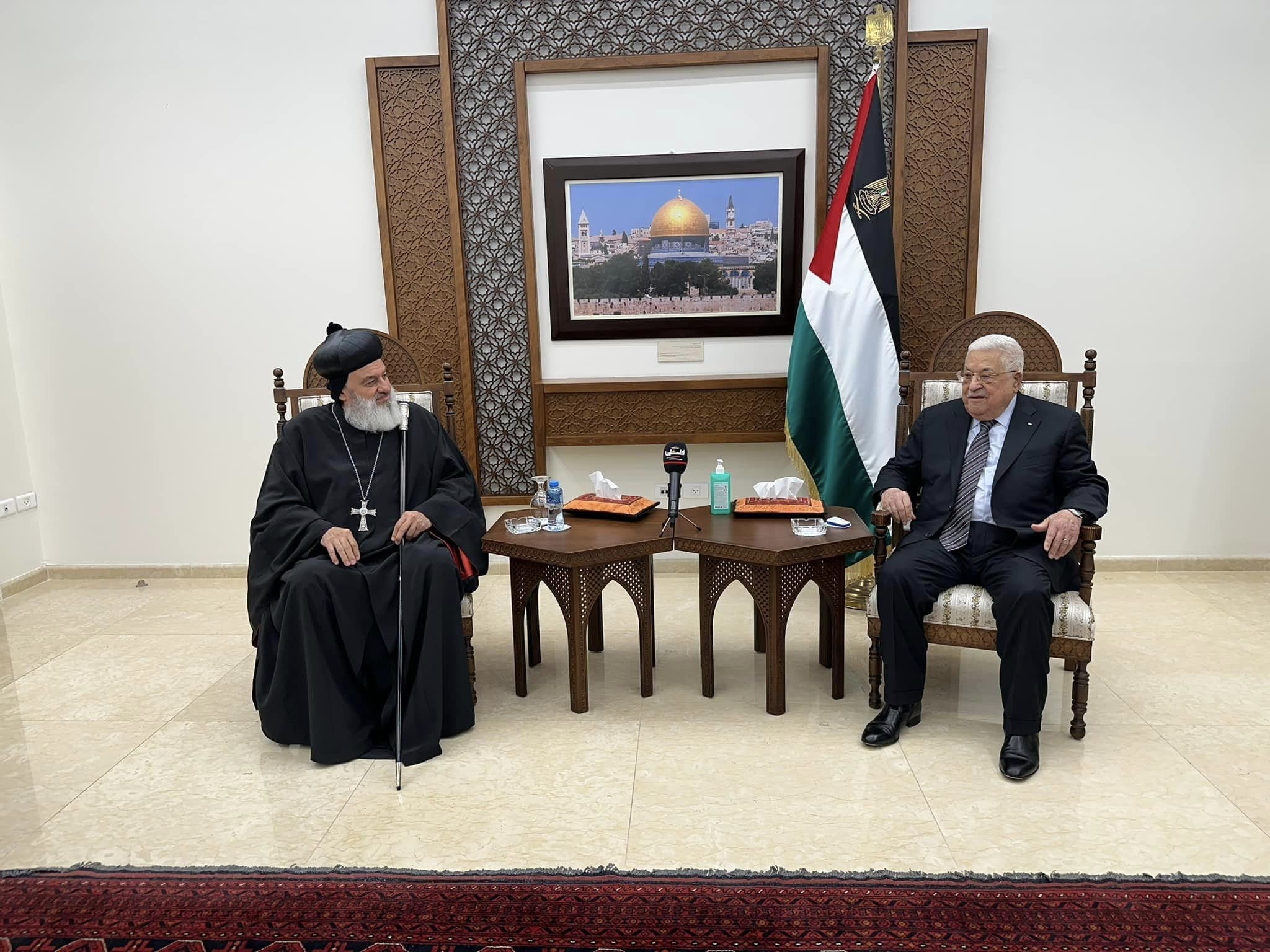 His Holiness Patriarch Mor Ignatius Aphrem II Visits His Excellency President Mr. Mahmoud Abbas, President of the State of Palestine, at the Presidential Palace in Ramallah
