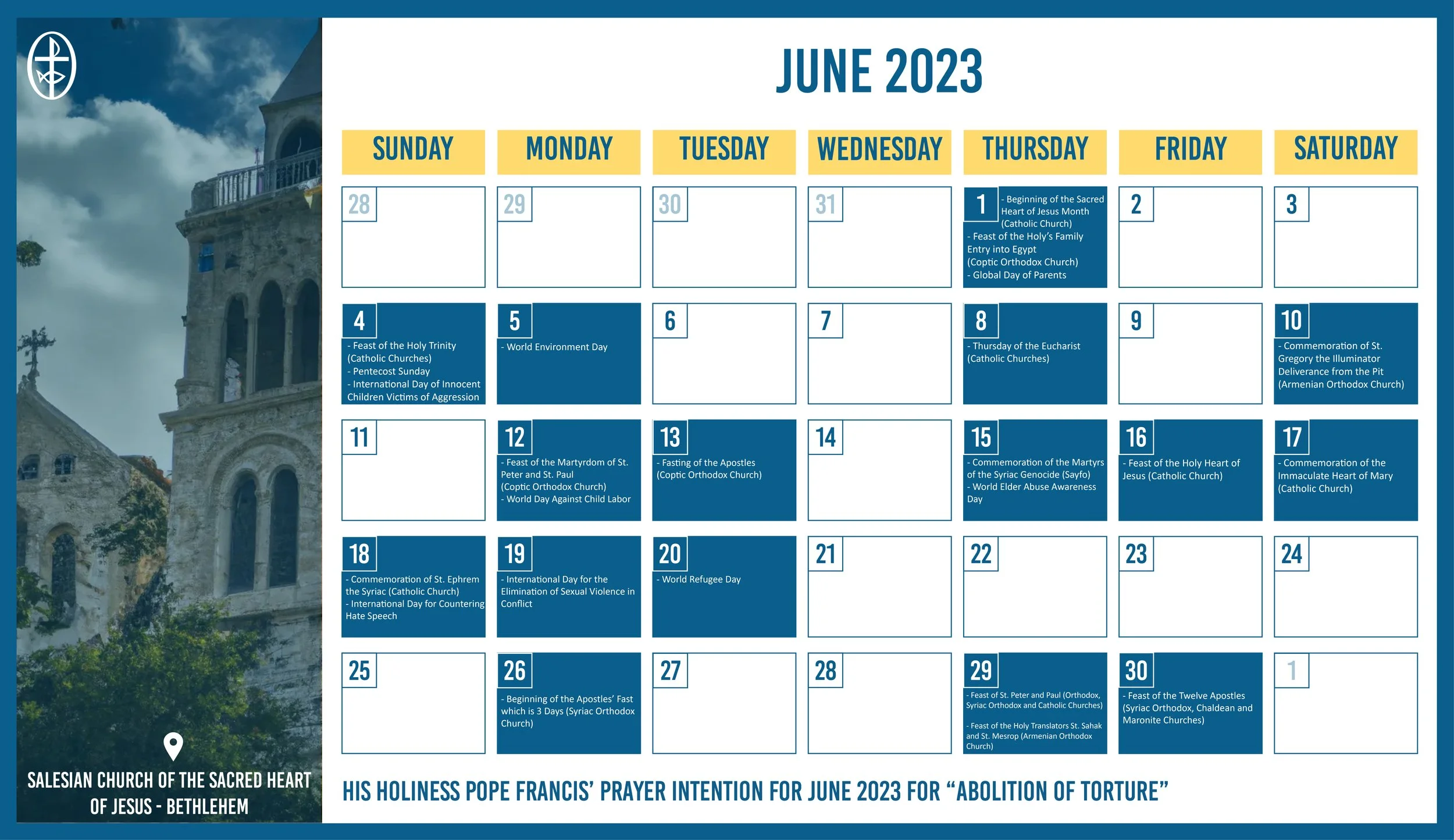 The Middle East Council of Churches Issues the Ecumenical Calendar for June 2023