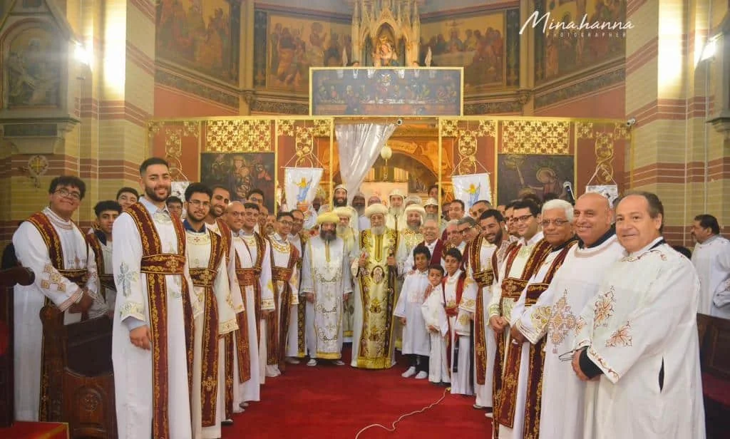 His Holiness Pope Tawadros II Prays the Holy Liturgy of the Ascension Feast at the Church of the Victorious Virgin, Vienna, Austria