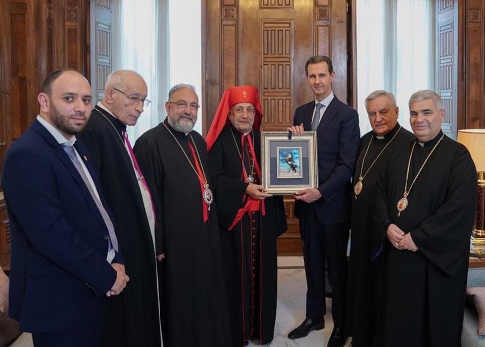 غبطة البطريرك روفائيل بيدروس الحادي والعشرون ميناسيان يزور سيادة الرئيس بشار حافظ الأسد، رئيس الجمهوريّة العربيّة السوريّة