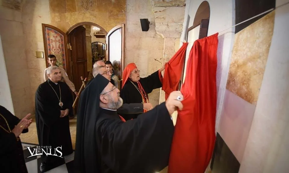 غبطة البطريرك روفائيل بيدروس الحادي والعشرون ميناسيان يزيح الستارة عن لوحة للطوباوي المطران إغناطيوس مالويان - حلب