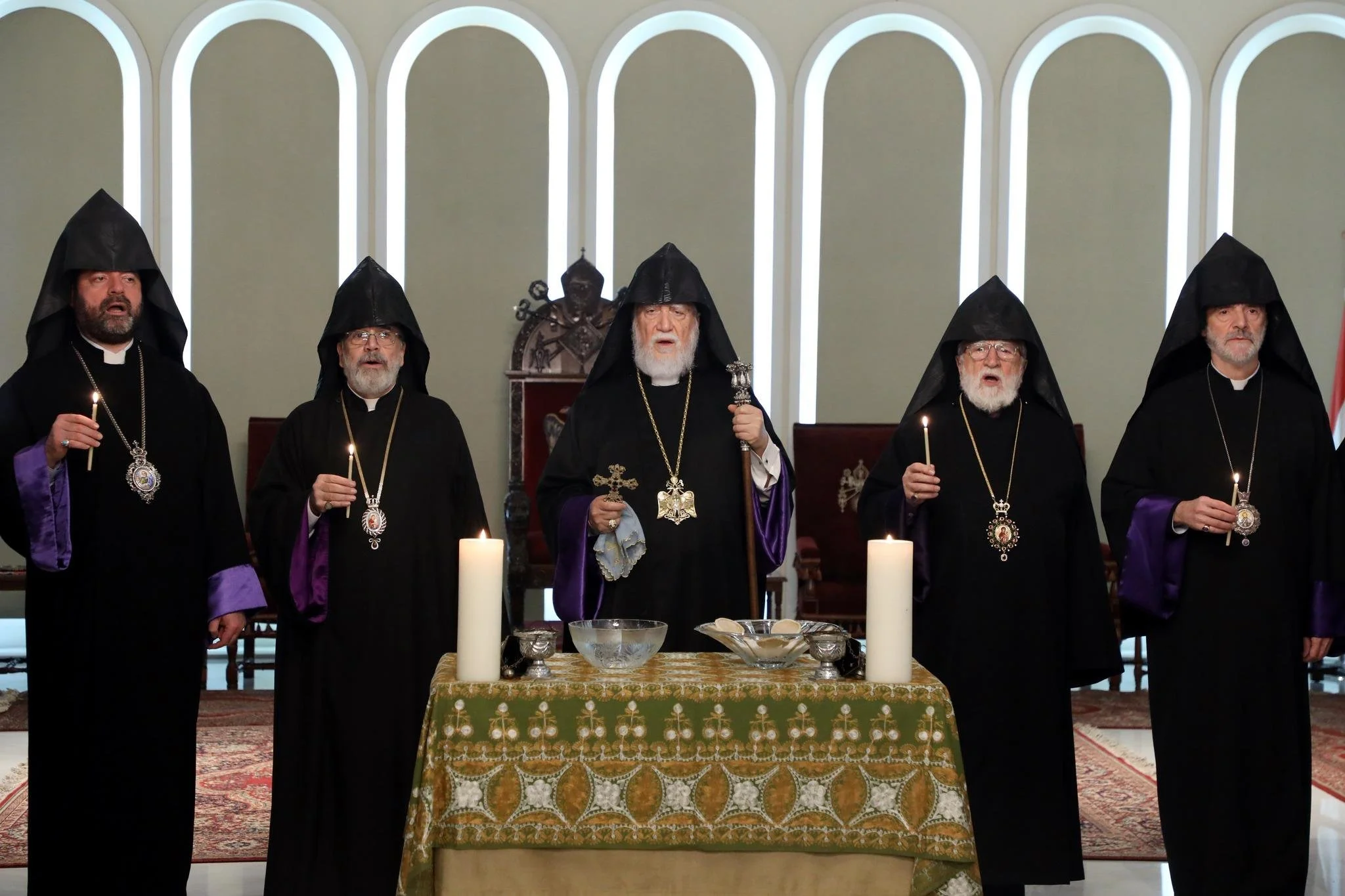 His Holiness Catholicos Aram I Presides Over the Christmas Vigil Service (Jrakaluyts) at St. Gregory the Illuminator Cathedral in Antelias, Lebanon