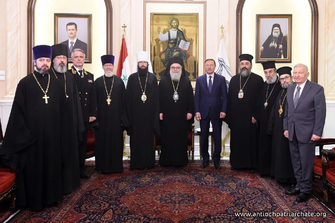 His Beatitude Patriarch John X Welcoming the Chairman of the Department of Foreign Relations in the Russian Church the Most Reverend Metropolitan Anthony