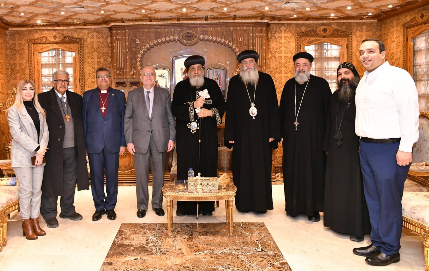 His Holiness Pope Tawadros II Receives the MECC Secretary General Dr. Michel Abs, with a Delegation from the Council