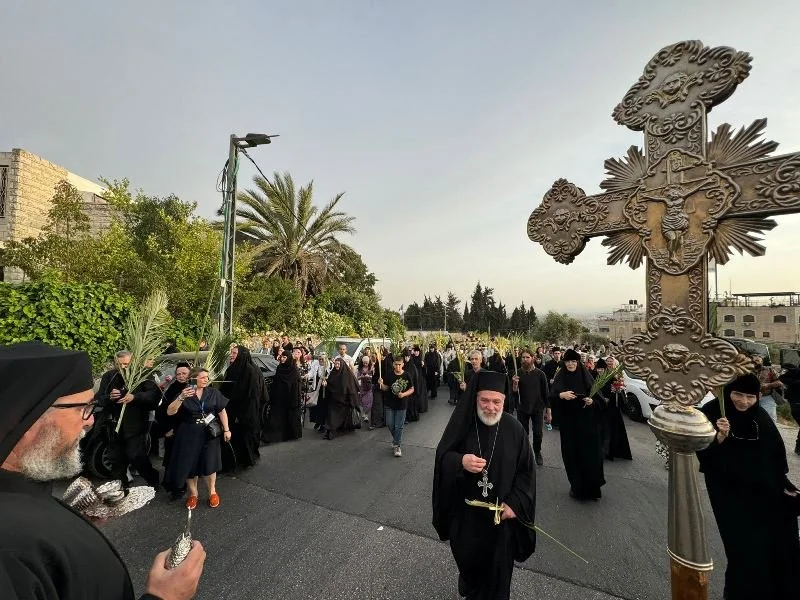 His Beatitude Patriarch Theophilos III Blesses The Procession of the Palm Tree Branches from Bethsphage