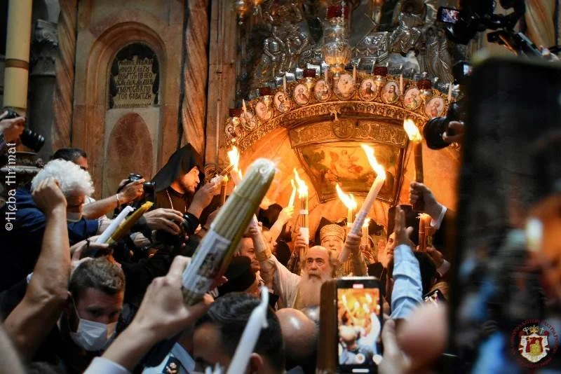 His Beatitude Patriarch Theophilos III Presides over the Ceremony of the Holy Light at the Greek Orthodox Patriarchate of Jerusalem