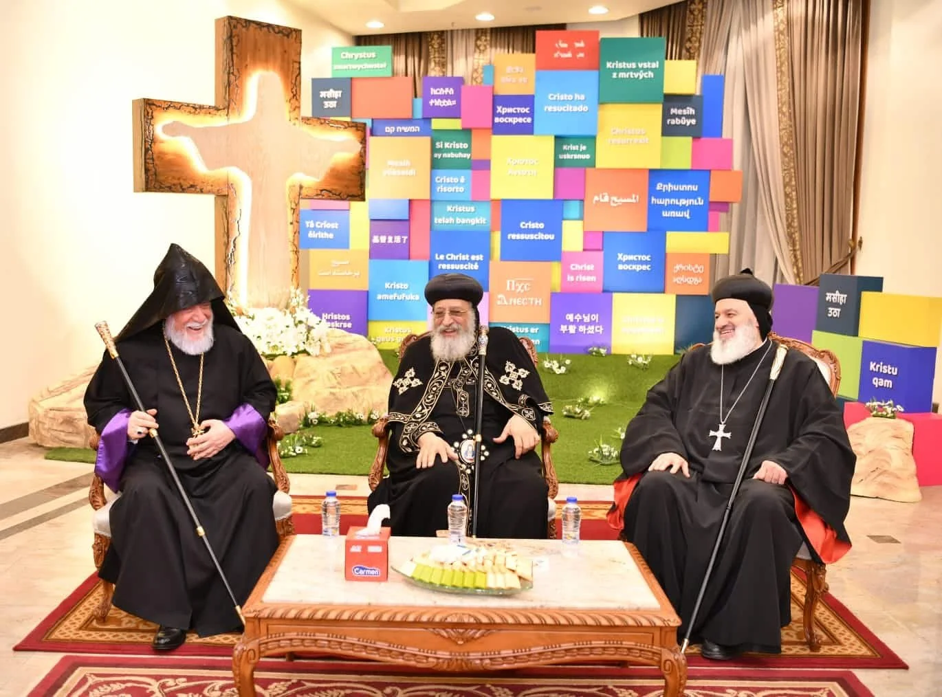 His Holiness Pope Tawadros II Receives His Holiness Patriarch Mor Ignatius Aphrem II and His Holiness Catholicos Aram I