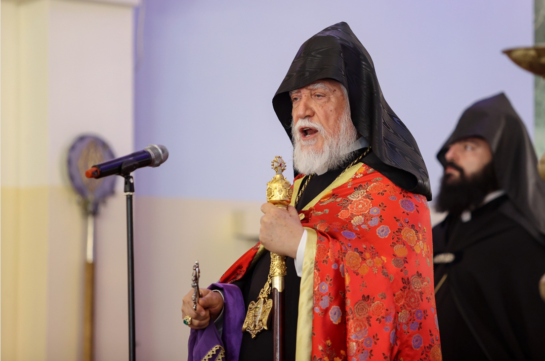 His Holiness Catholicos Aram I in Ainjar Village, Lebanon, on the Feast of the Exaltation of the Holy Cross