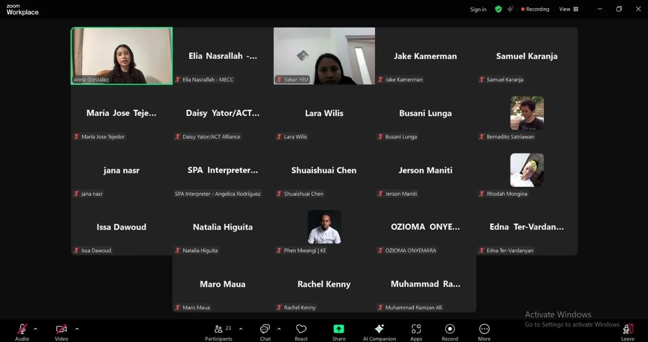 مجلس كنائس الشرق الأوسط يشارك في اجتماع تنسيقي مع شباب هيئة آكت الليانس العالميّة