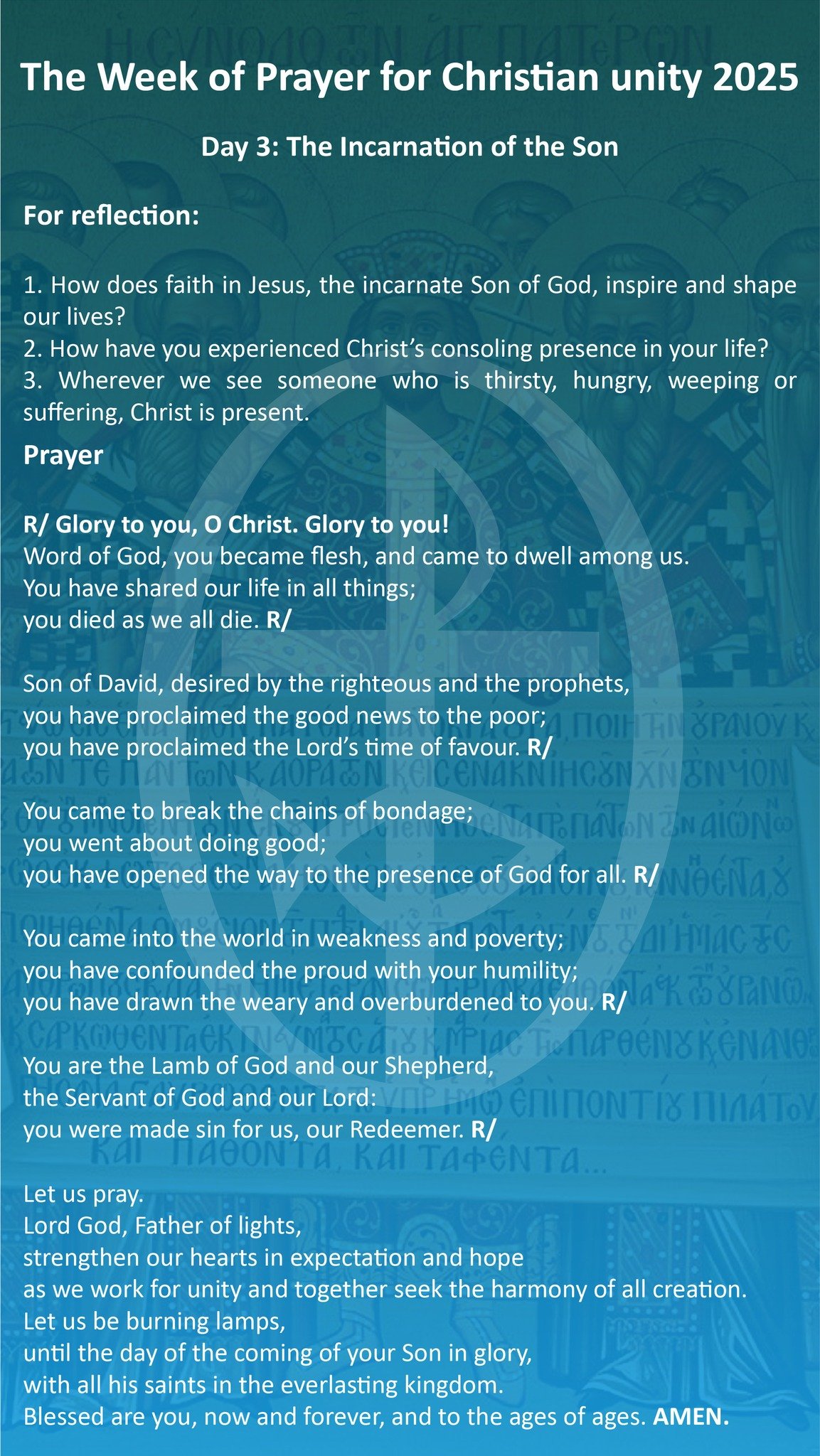 Prayer and Meditation of the Third Day of the "Week of Prayer for Christian Unity" 2025