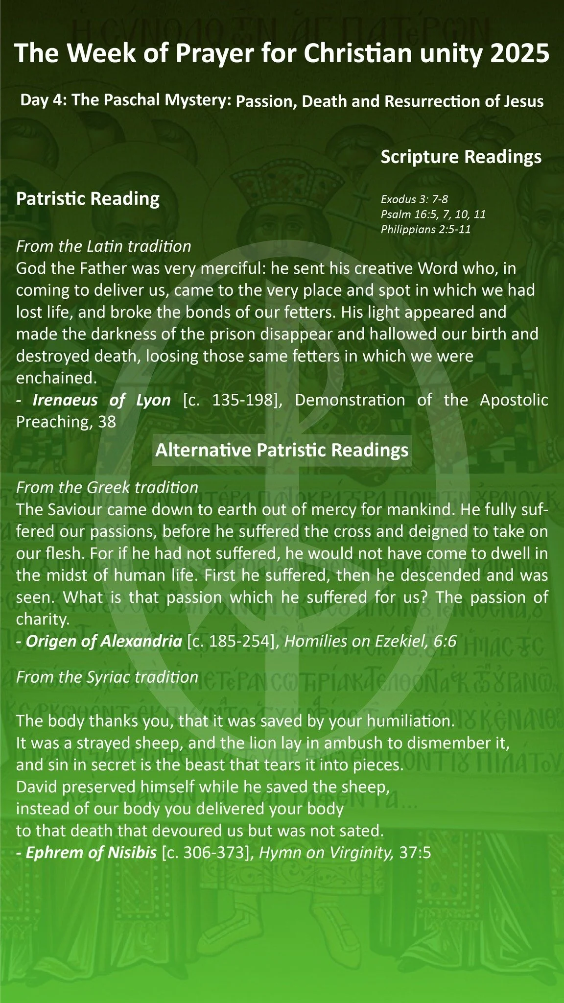 Prayer and Meditation of the Fourth Day of the "Week of Prayer for Christian Unity" 2025