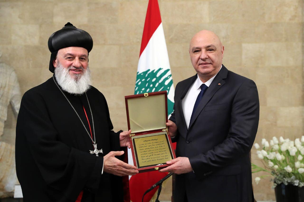 His Holiness Patriarch Mar Ignatius Aphrem II visited to congratulate His Excellency General Joseph Aoun on the occasion of his election as President of the Republic