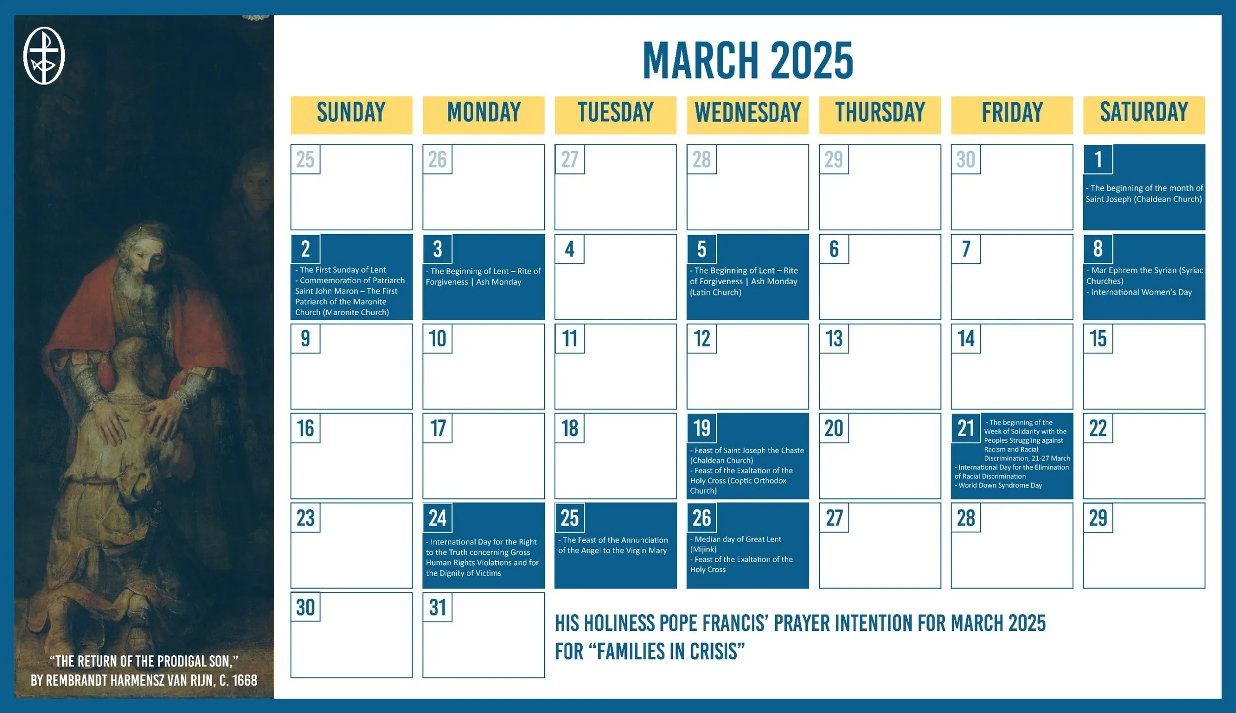 The Middle East Council of Churches Issues the Ecumenical Calendar for March 2025