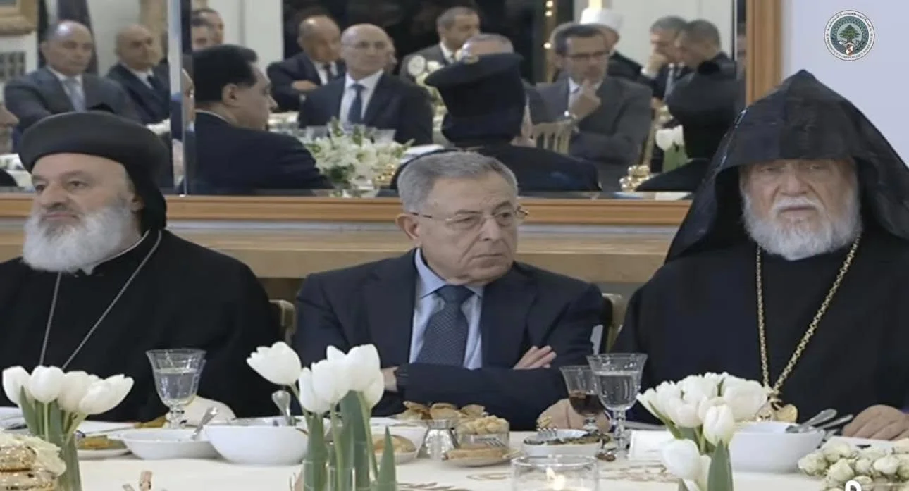 His Holiness Patriarch Mor Ignatius Aphrem II attends the official Iftar banquet invited by His Excellency General Joseph Aoun, President of the Lebanese Republic