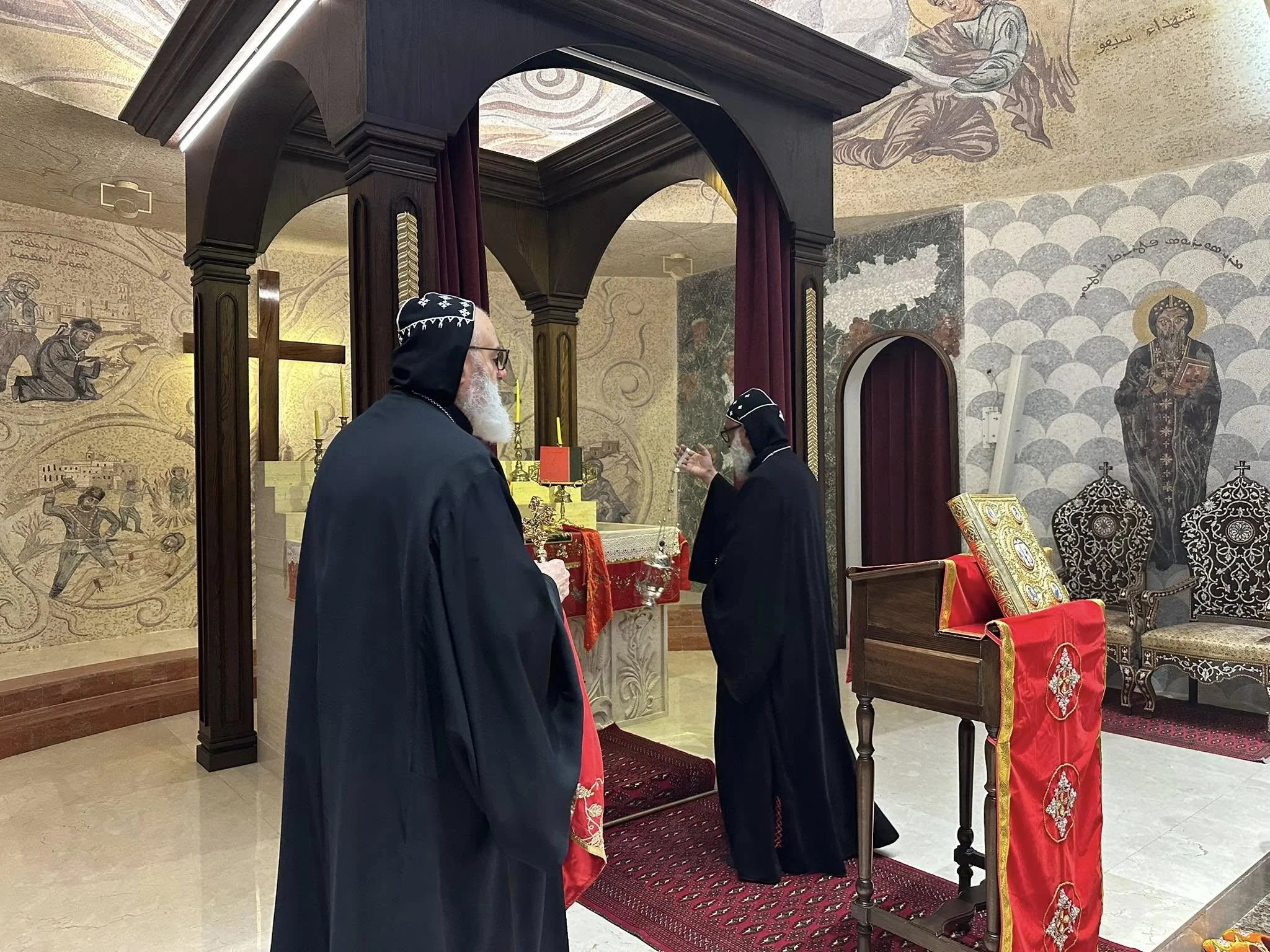 His Holiness Patriarch Mor Ignatius Aphrem II presided over the morning prayer at Mor Severius Church in the Patriarchal Residence in Atchaneh, Lebanon