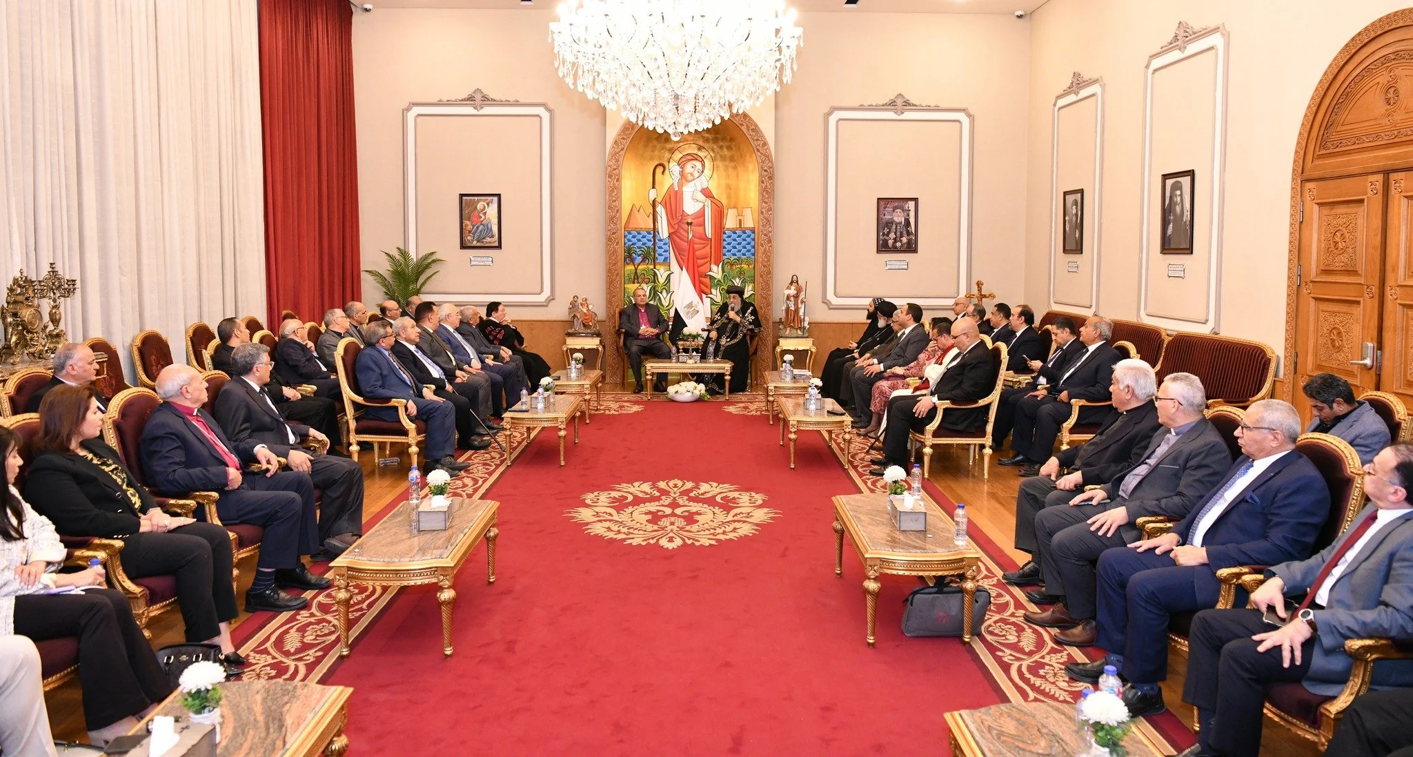 His Holiness Pope Tawadros II Receives Dr. Rev. Andrea Zaki, Head of the Evangelical Denomination, and its leaders who expressed greetings for the Glorious Feast of Resurrection
