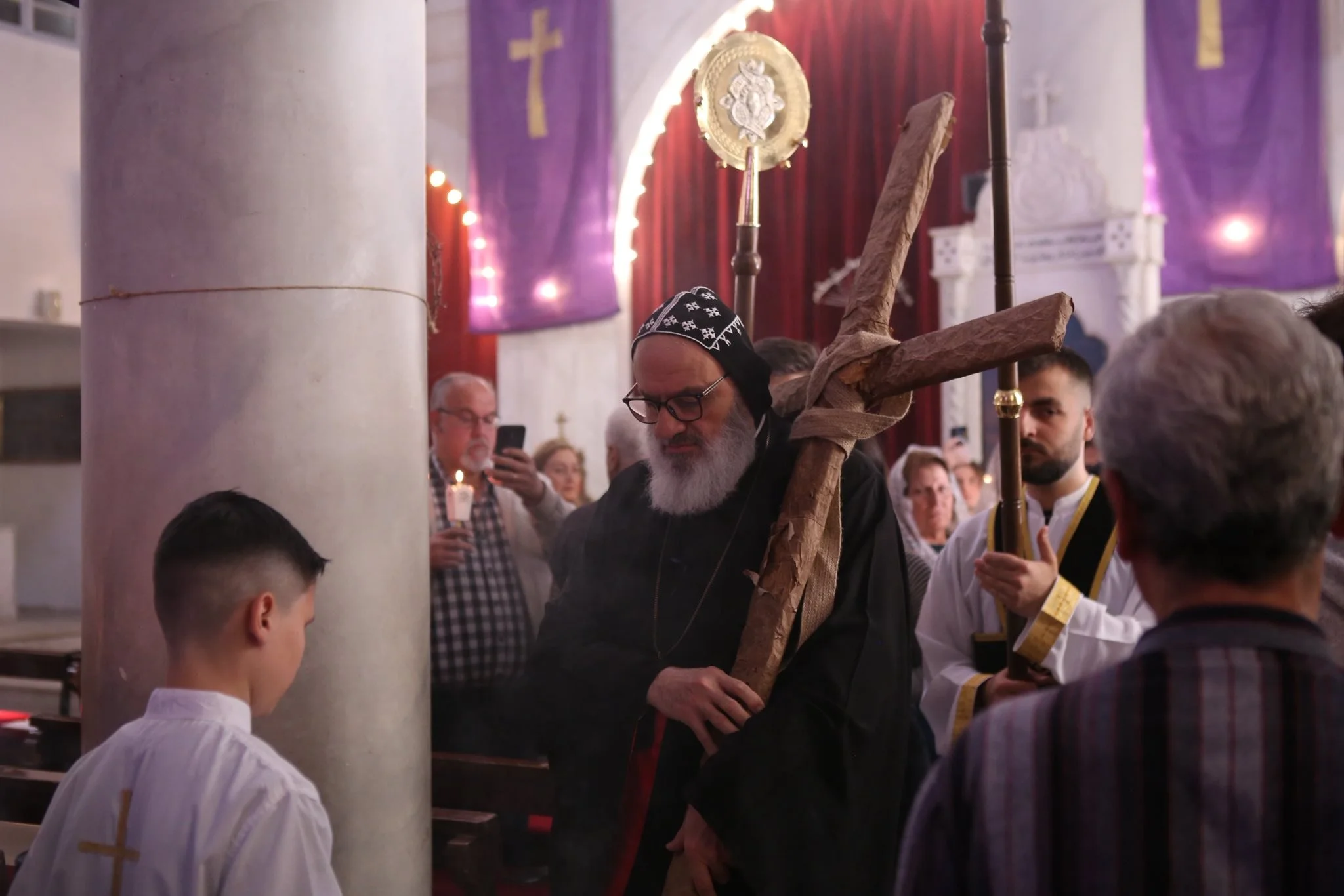 His Holiness Patriarch Mor Ignatius Aphrem II presided over the Midday Service of the Friday of Passion at St. George Patriarchal Cathedral in Bab Touma