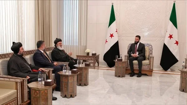 رئيس الجمهورية السيد أحمد الشرع يستقبل في قصر الشعب بدمشق وفداً من الكنيسة السريانية الأرثوذكسية برئاسة قداسة البطريرك مار إغناطيوس أفرام الثاني