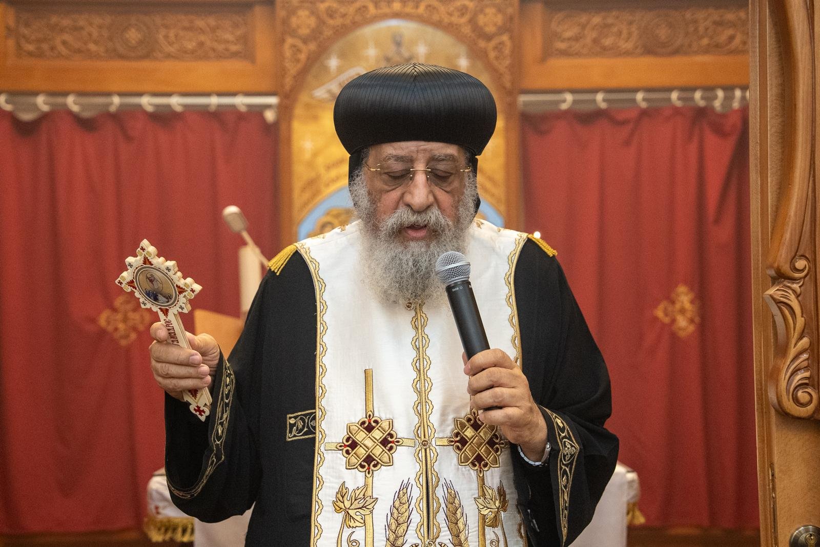 His Holiness Pope Tawadros II Prays Vespers at St. Mina Church in Bucharest, Romania