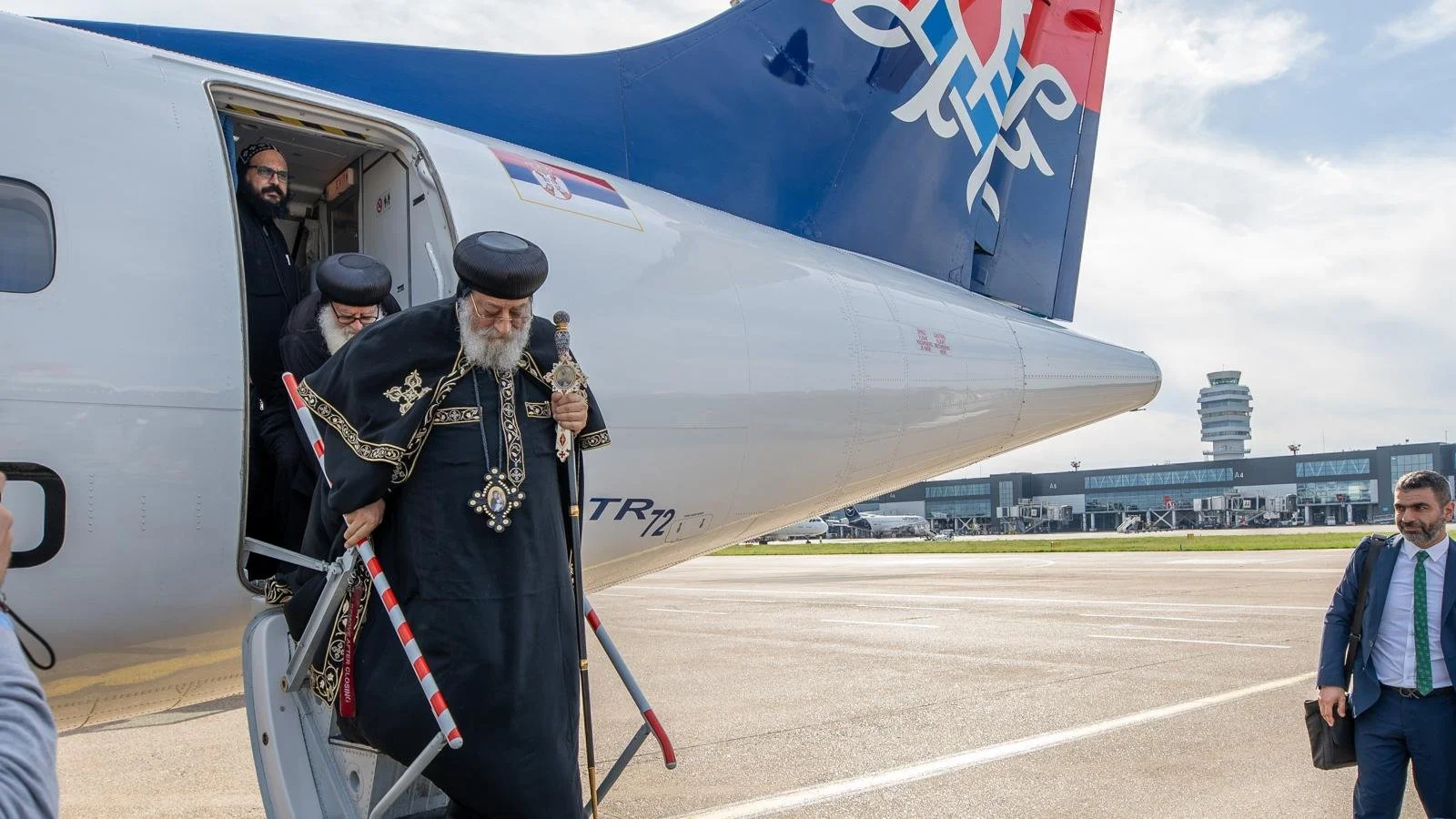 On the Third Stop of His Pastoral Tour… H.H. Pope Tawadros II Arrives in Serbia