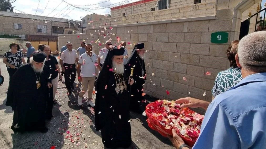 His Beatitude Patriarch Kyrios Kyrios Theophilos III celebrates the Divine Liturgy in the village of Turan in Southern Galilee