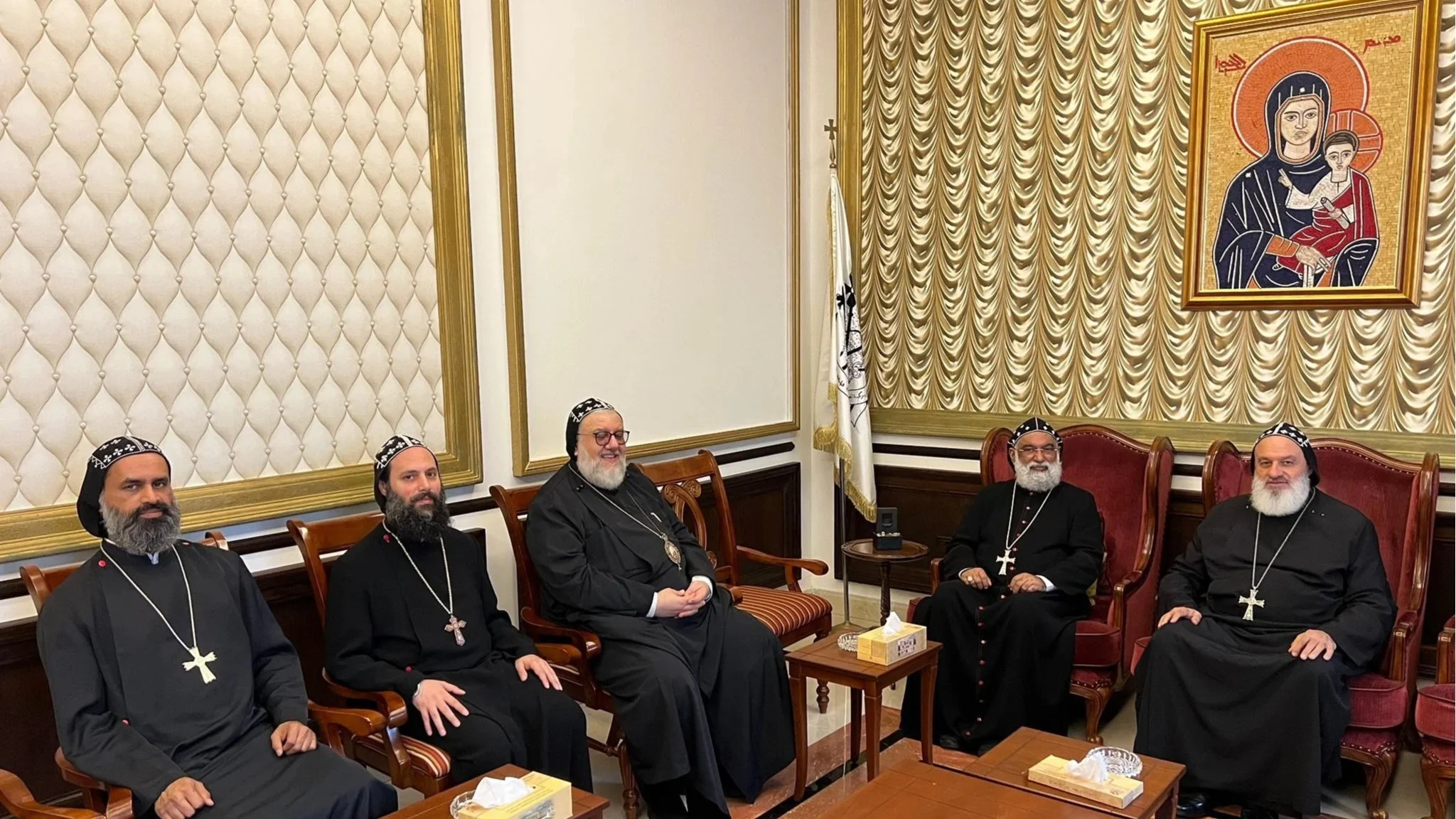 His Holiness Patriarch Mor Ignatius Aphrem II receives His Beatitude Mor Baselius Joseph, Catholicos of India, at the Patriarchal Residence in Atchaneh - Lebanon