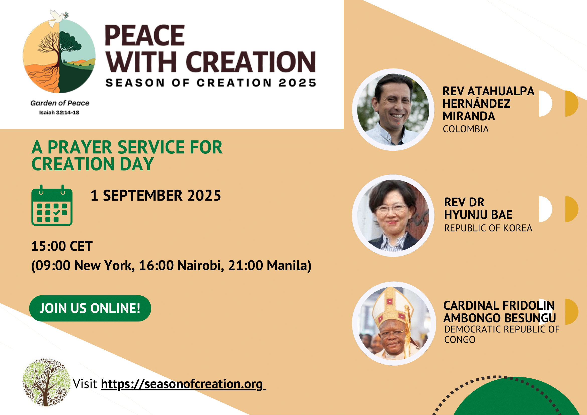 An International Online Prayer Service for the Opening of the 2025 “Season of Creation”