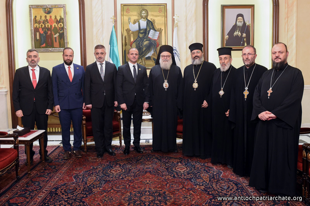 The Secretary-General of the Presidency of the Republic, Dr. Maher Al-Sharaa, offering condolences to His Beatitude Patriarch JOHN X:
