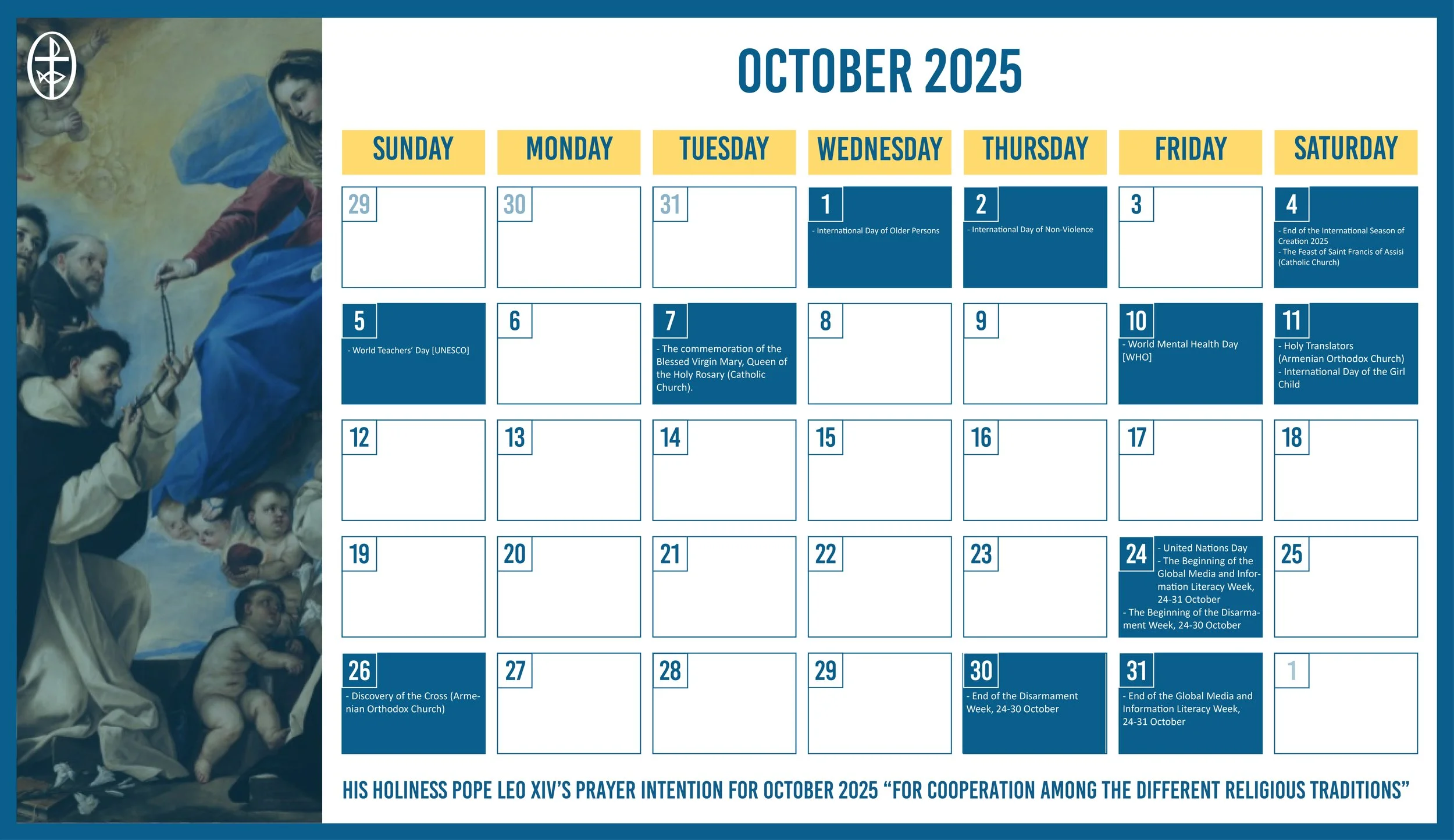 The Middle East Council of Churches Issues the Ecumenical Calendar for October 2025