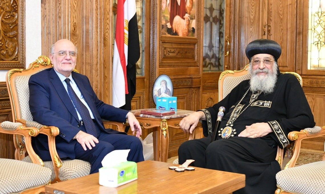 His Holiness Pope Tawadros II Receives the MECC Secretary General Professor Michel Abs