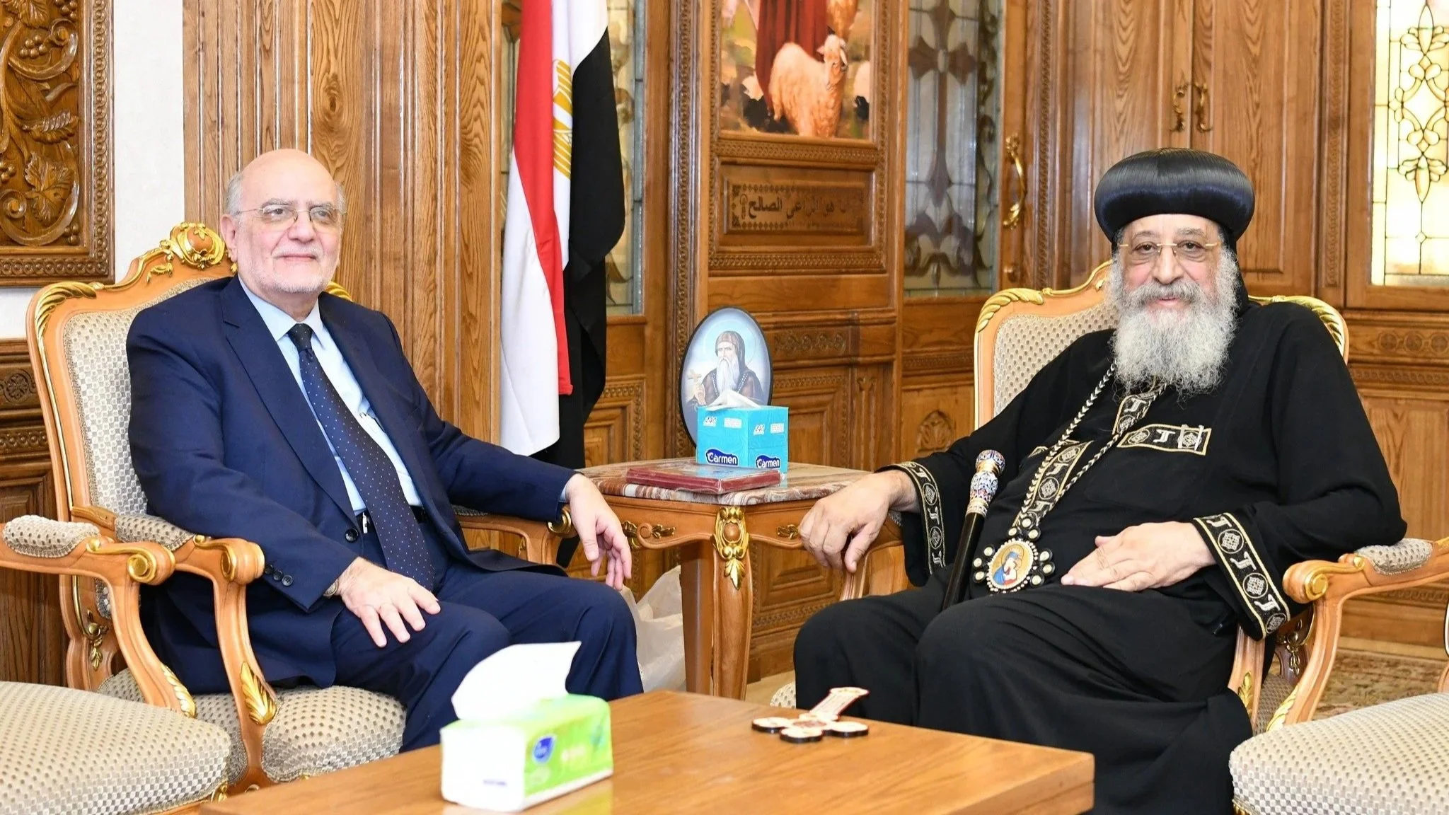 His Holiness Pope Tawadros II Receives Dr. Michel Abs, Secretary-General of the Middle East Council of Churches
